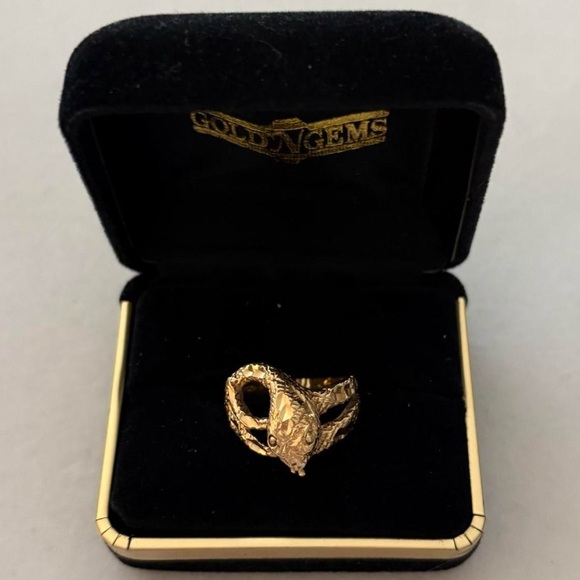 Vintage 10k Solid Gold Yellow Gold Chunky Snake Design Statement Ring - Picture 1 of 12
